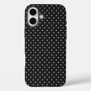 Naadloos zwart-wit stippenpatroon iPhone 16 plus hoesje