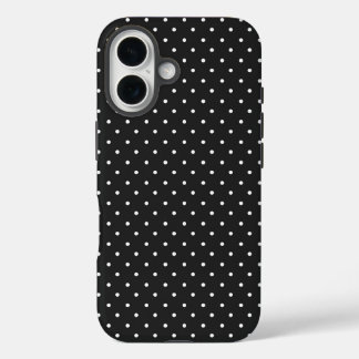 Naadloos zwart-wit stippenpatroon iPhone 16 hoesje
