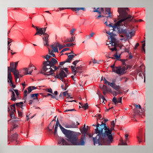 naadloze abstracte bloemen, olieverschilderende st poster