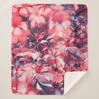 naadloze abstracte bloemen, olieverschilderende st sherpa deken