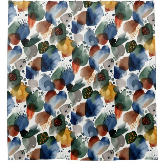 naadloze abstracte cirkels douchegordijn (Voorkant)