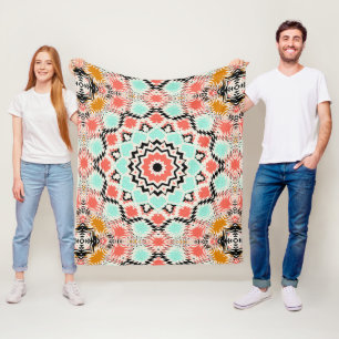 Naadloze abstracte geometrische ronde cirkel manda fleece deken