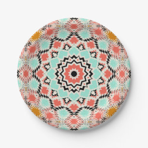 Naadloze abstracte geometrische ronde papieren bordje