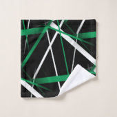 Naadloze Abstracte groene en witte lijnen op zwart Bad Handdoek (Wasdoekje)