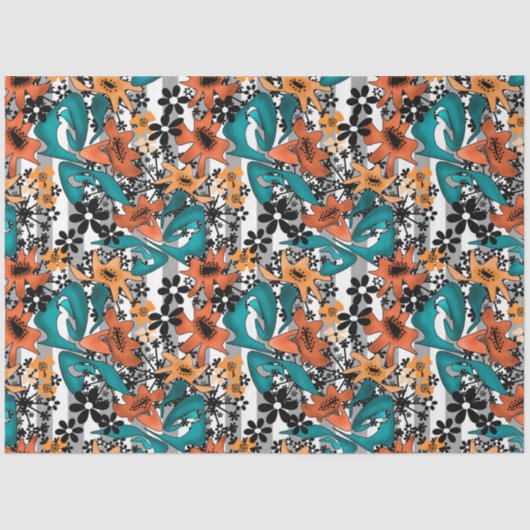 Naadloze abstracte, heldere cartoon schattige bloe tissuepapier (Voorkant)