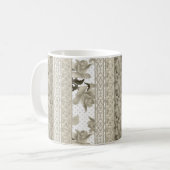 Naadloze abstracte kant retro beige rozen f koffiemok (Voorkant links)