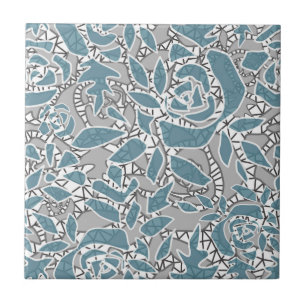 Naadloze abstracte kant romantische retro blauw tegeltje