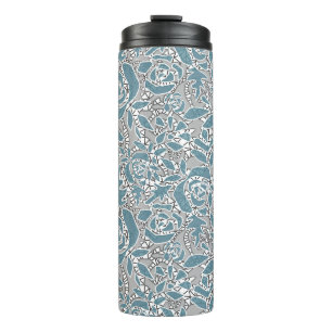 Naadloze abstracte kant romantische retro  blauw thermosbeker