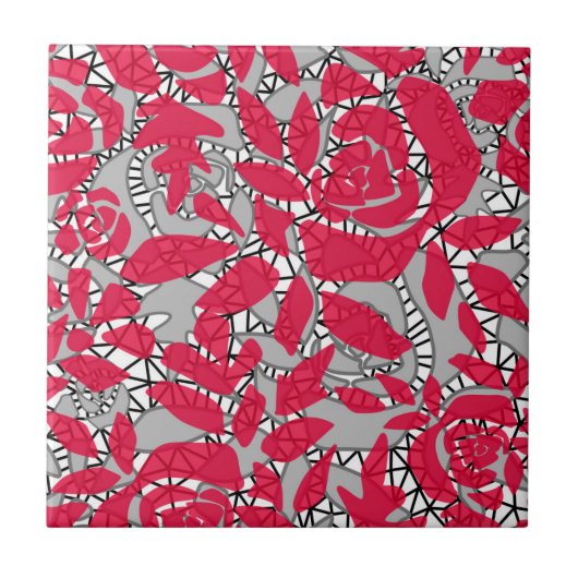 Naadloze abstracte kant romantische retro  rood tegeltje (Voorkant)