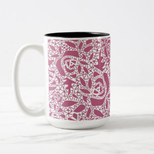 Naadloze abstracte kant romantische retro  roze tweekleurige koffiemok