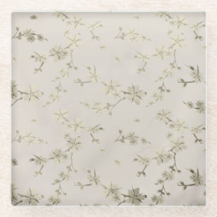 Naadloze abstracte kleine retro  beige bloem glazen onderzetter