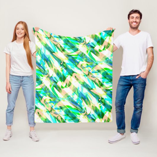 Naadloze abstracte, moderne penseelstreek, multico fleece deken (In situ)