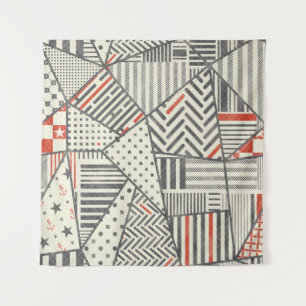 Naadloze abstracte patchwork in retrokleuren. Enke Wandkleed