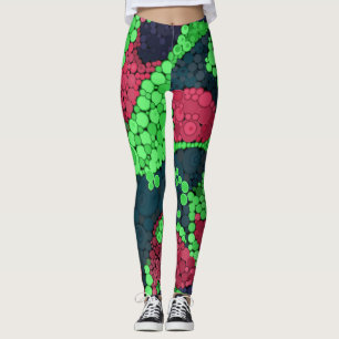 Naadloze abstracte pointillisme stippen cirkels gr leggings