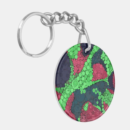 Naadloze abstracte pointillisme stippen cirkels gr sleutelhanger (Voorkant Links)
