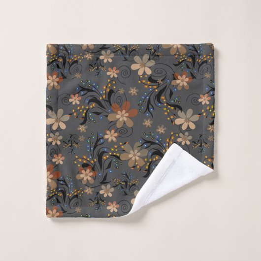 Naadloze abstracte retro beige bloemen grijze acht bad handdoek (Wasdoekje)