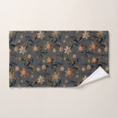 Naadloze abstracte retro beige bloemen grijze acht bad handdoek (Handdoek)