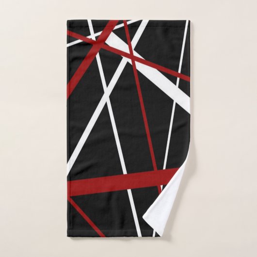 Naadloze Abstracte rode en witte lijnen op zwarte Bad Handdoek (Handdoek)