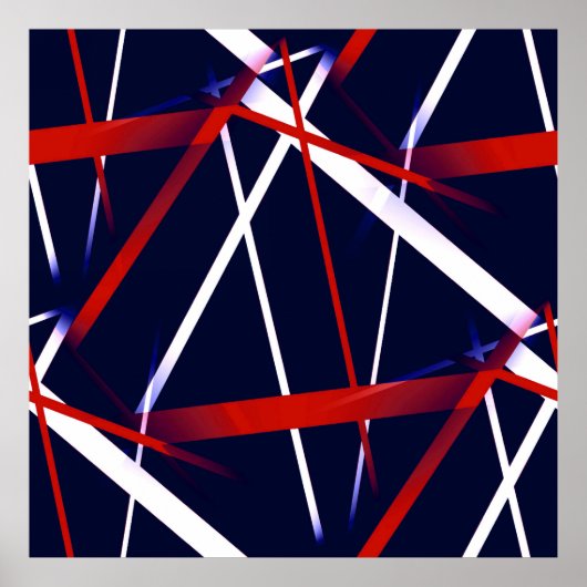 Naadloze Abstracte rode en witte strepen op een bl Poster (Voorkant)