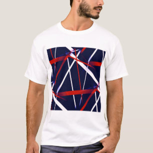Naadloze Abstracte rode en witte strepen op een bl T-shirt
