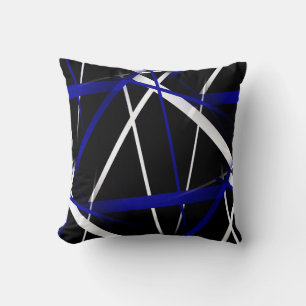 Naadloze Abstracte Royal Blue en White Lines Kussen