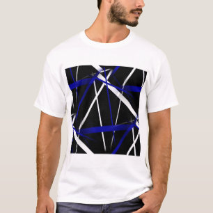 Naadloze Abstracte Royal Blue en White Lines T-shirt