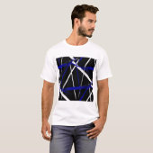 Naadloze Abstracte Royal Blue en White Lines T-shirt (Voorkant volledig)