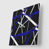 Naadloze Abstracte Royal Blue en White Lines Vierkante Klok (Hoek)