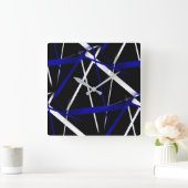 Naadloze Abstracte Royal Blue en White Lines Vierkante Klok (Huis)