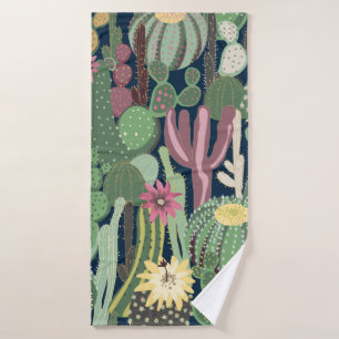 naadloze achtergrond met cactus badhanddoek