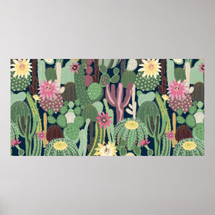 naadloze achtergrond met cactus poster