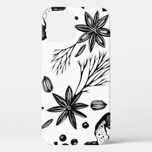 naadloze achtergrond met handgetrokken kruiden iPhone 12 hoesje
