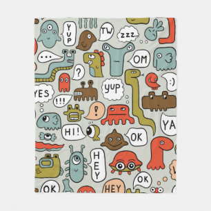 naadloze achtergrond met monsters van schattige ca fleece deken