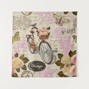 Naadloze  achtergrond met rozen, vlinder wandkleed