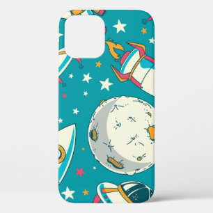 Naadloze achtergrond met schattige doedelastronaut iPhone 12 hoesje