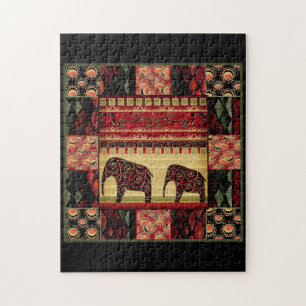 Naadloze afrikaanse patchwork ornamental indian el legpuzzel
