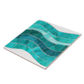 Naadloze Aquamarijn Mozaïek Wave Tegeltje (Zijkant)