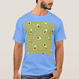 Naadloze avocado op groene gestippelde achtergrond t-shirt