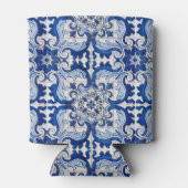 Naadloze Azulejo Tegel Floral Pattern Blikjeskoeler (Achterkant)