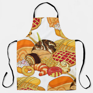 Naadloze bakkerijproducten, stijl. schort
