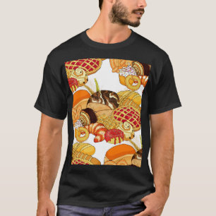 Naadloze bakkerijproducten, stijl. t-shirt