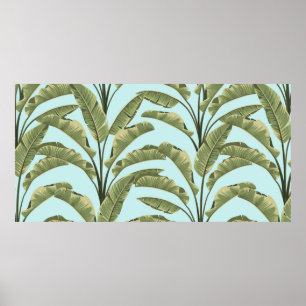 Naadloze bananenbladeren. tropisch patroon b poster