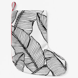 Naadloze bananenbladpatroon achtergrond. Zwart en Kleine Kerstsok