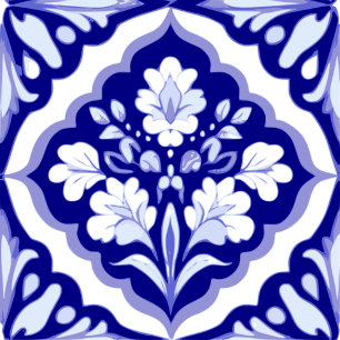 Naadloze Blauw en Wit Portugese Azulejos Bloemen Tegeltje