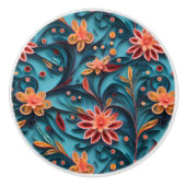 Naadloze bloemdocument patroon Ceramische Knob Keramische Knop (Voorkant)