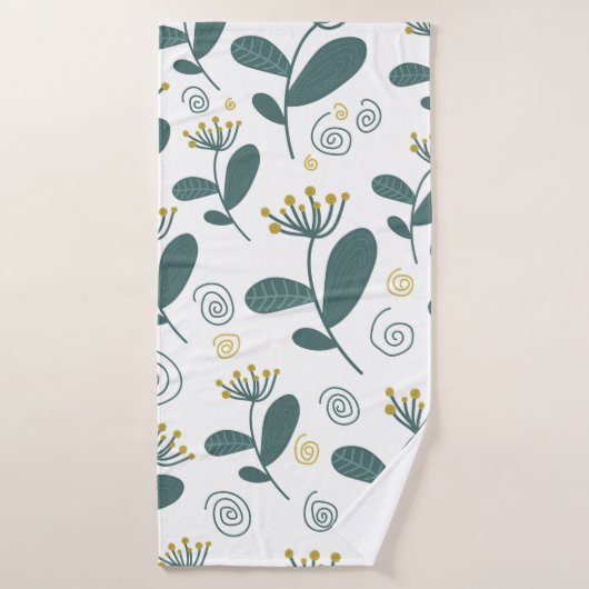 Naadloze bloemen achtergrond in Scandinavische sti Badhanddoek (Badhanddoek)