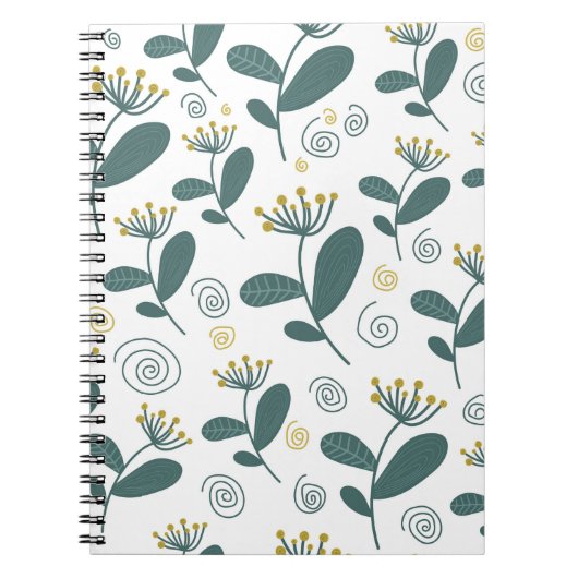 Naadloze bloemen achtergrond in Scandinavische sti Notitieboek (Voorkant)