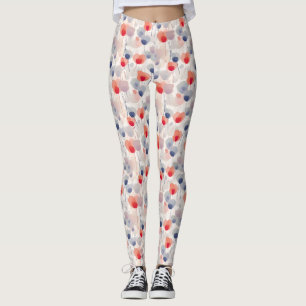 Naadloze bloemen met rode, blauwe en witte bloemen leggings