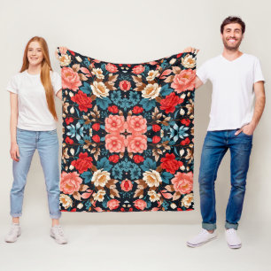 Naadloze Bloemen Patroon Elegant en Tijdloos Ontwe Fleece Deken