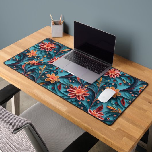 Naadloze bloemenpapier patroon Desk Mat (Kantoor 2)